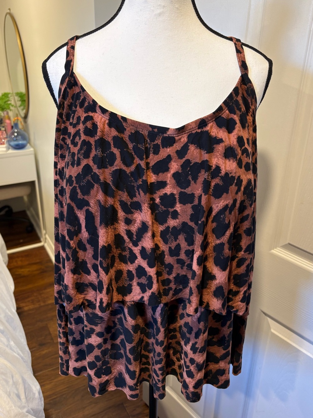 Maurices American Beach Plus 2X Leopard Print Tankini Swim Top